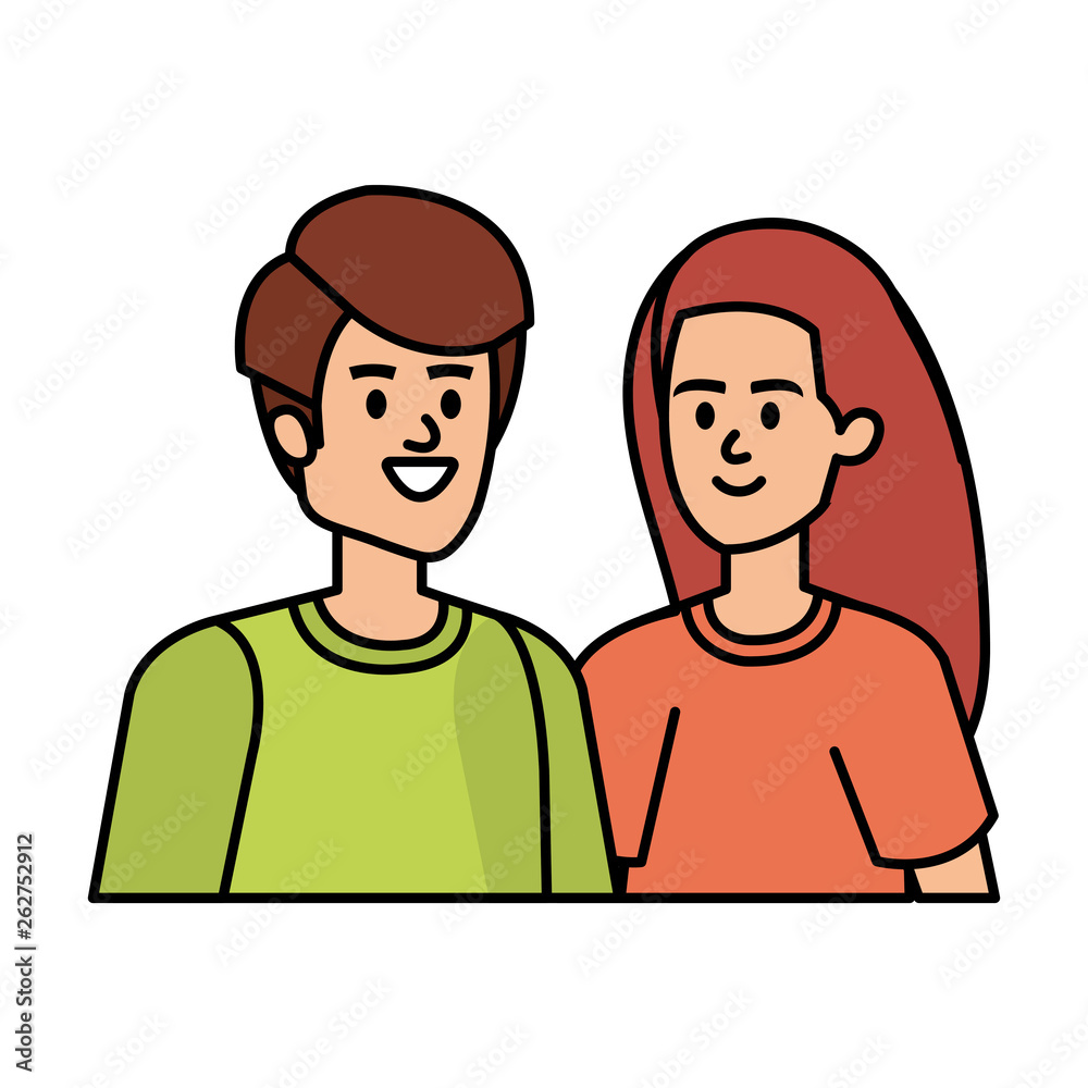 young couple avatars characters