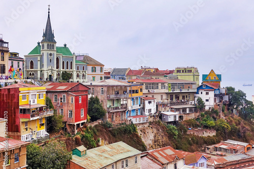 Some buildings in Valparaiso in Chile