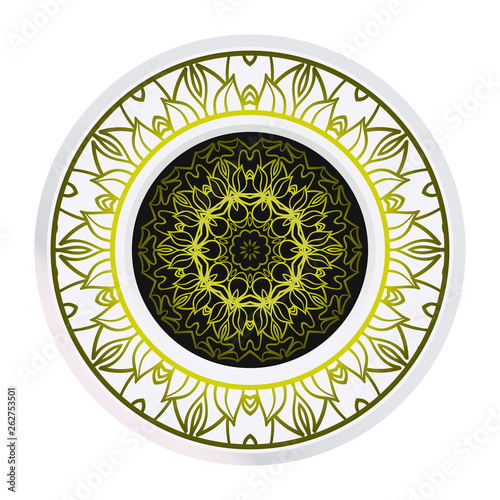 Flower Coloring Mandala. Decorative Vector Elements. Oriental Pattern. Indian, Moroccan, Mystic, Ottoman Motifs. Anti-Stress Therapy Pattern.