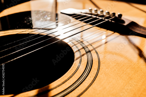 closeup of acoustic guitar