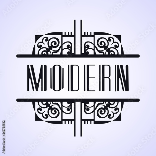 Beautiful emblem, badge for template logo in the modern art deco style for packaging of luxury products