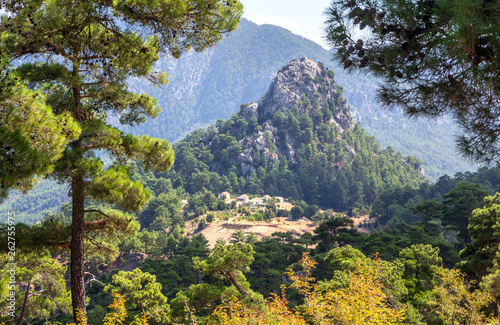 Summer landscape, little village on the mountain side in the highlands of Turkey