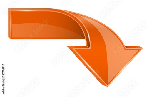 Orange down 3d arrow