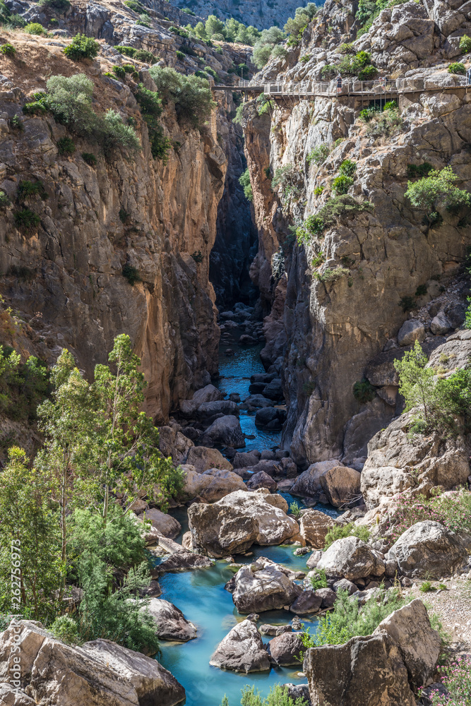 Obraz premium Caminito del Rey, Tajo de las Palomas, puente del Rey, río Guadalhorce.