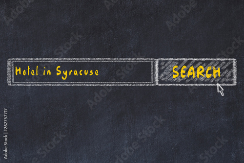 Chalk sketch of search engine. Concept of searching and booking a hotel in Syracuse photo