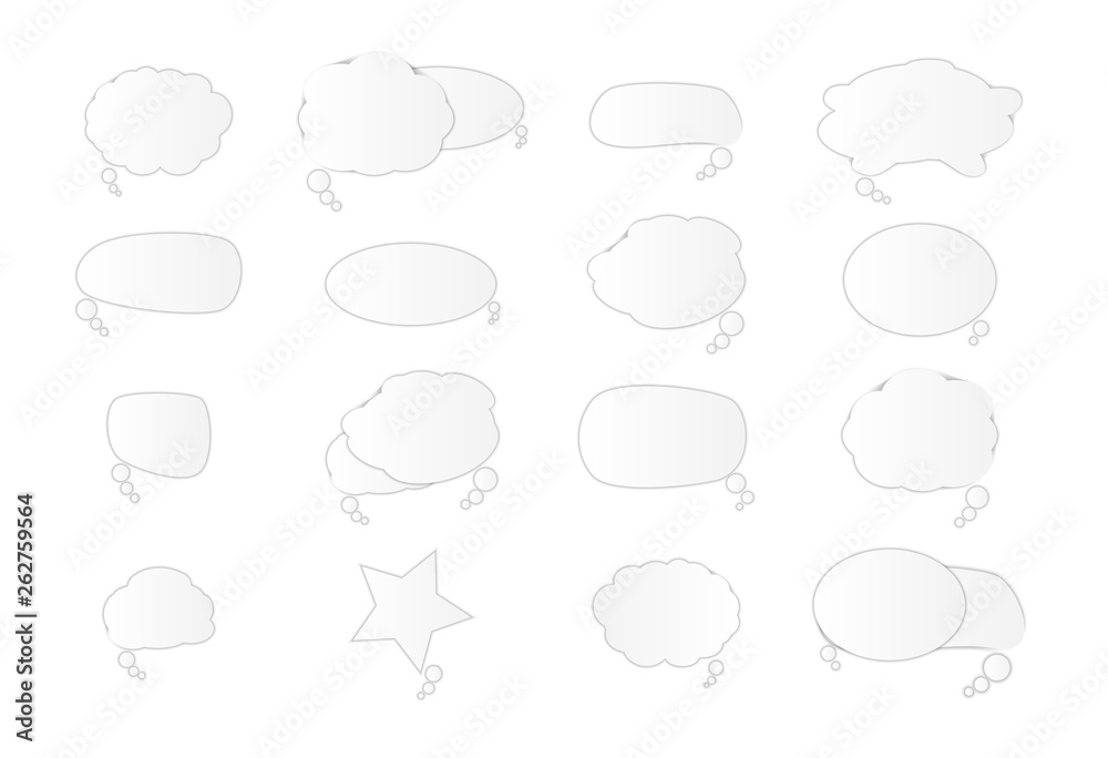 Fototapeta premium White blank retro speech bubbles set on white background. Vector Illustration