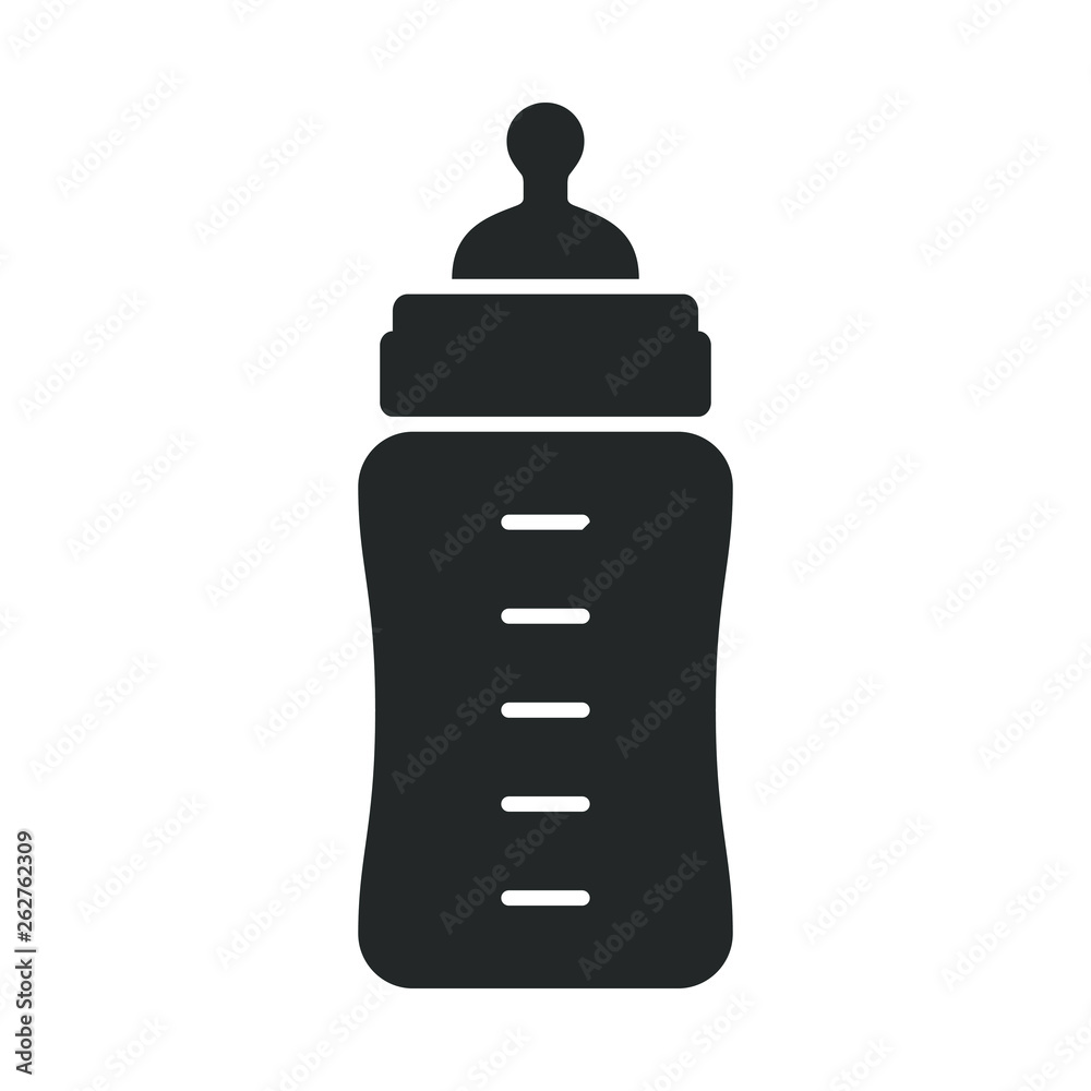 Baby feeding bottle icon. Baby milk bottle sign. Baby symbol isolated on white background. Vector illustration Baby feeding bottle icon. Baby milk bottle sign. Baby symbol isolated on white background. Vector illustration