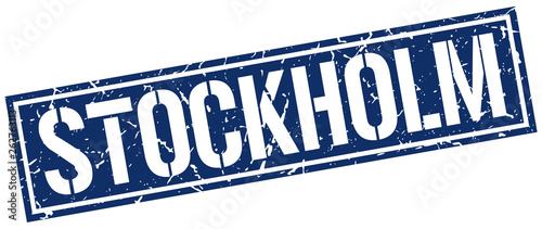 Photography Stockholm blue square stamp