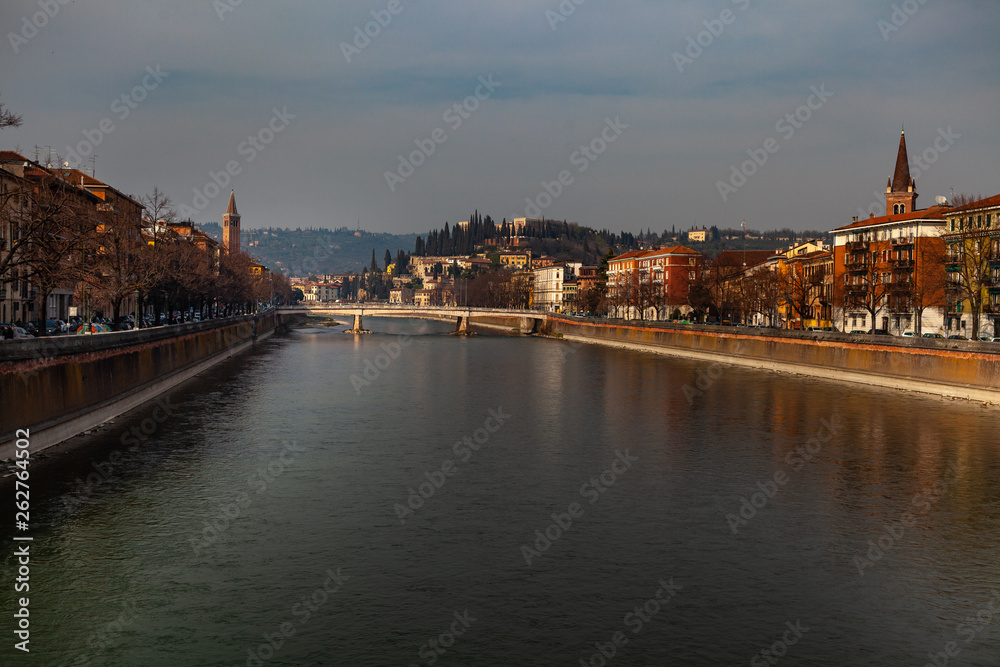 Verona, Italy – March 2019. Verona is the capital of the same name of the Italian province and the second largest city in the Veneto region, on the river Adige