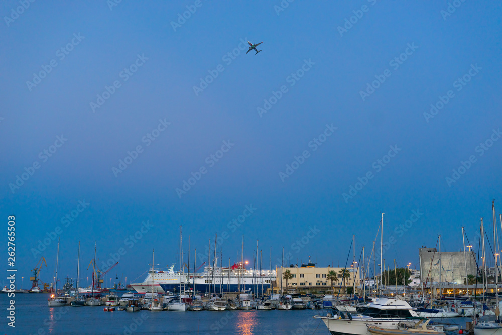 Old venetian harbor with boats in Heraklion, Crete island, Greece Old venetian harbor with boats in Heraklion, Crete island, Greece