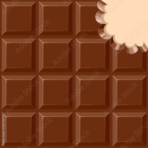 Chocolate Sweet Bar with a bite out of the corner Vector illustration 
