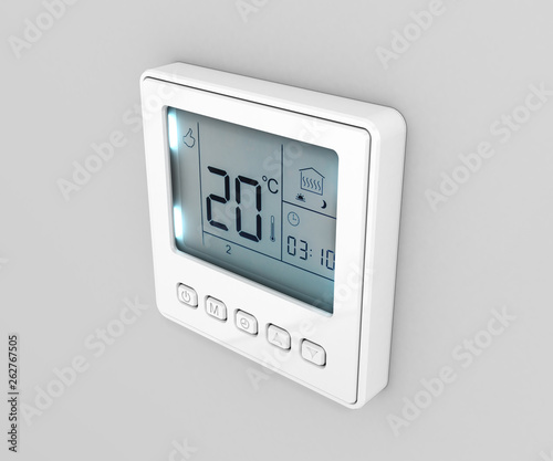 Digital programmable thermostat isolated on white background 3d render