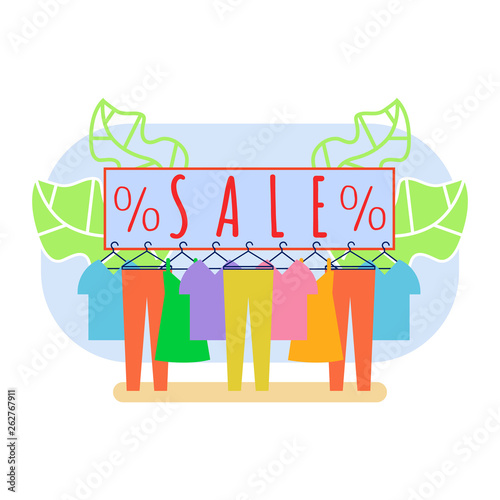 Clothing Shop Clearance Sale Vector Illustration