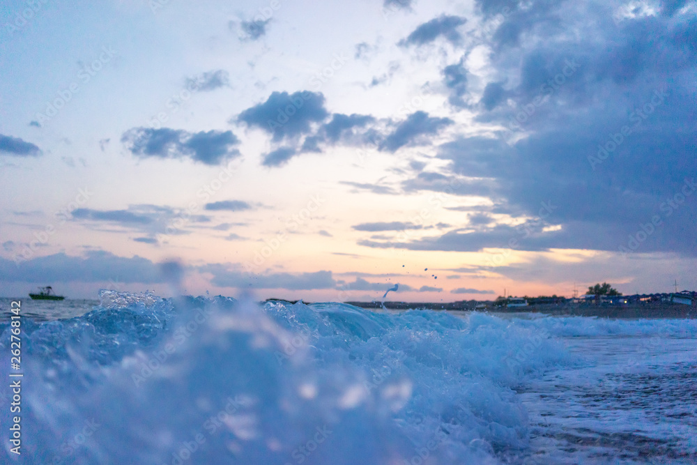 Waves with sunset