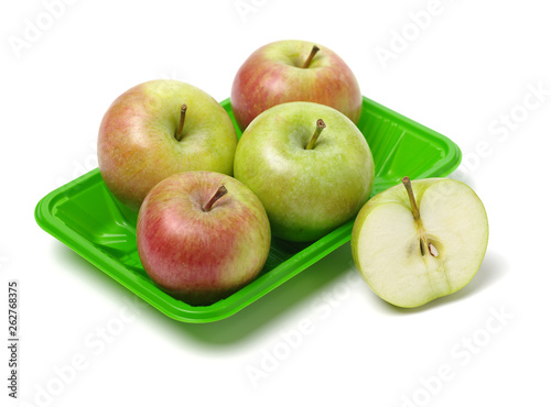 Green apples （china guoguang apple） isolated on white background photo