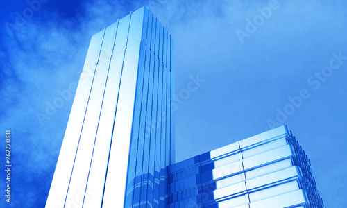 3d illustration of a generic cityskyscraper and office building photo