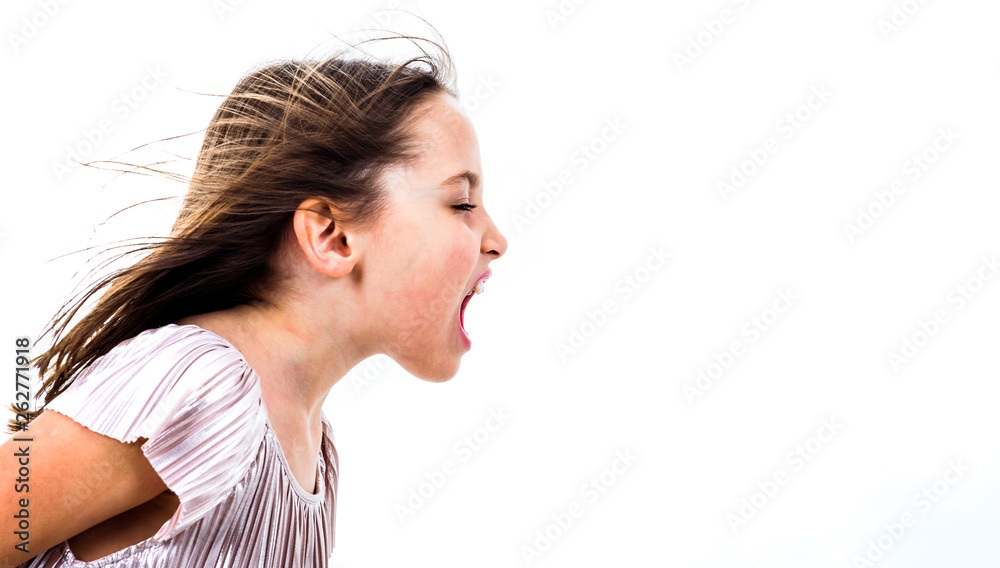 Little Girl Child Yelling Shouting And Screaming With Bad Manners Little Girl Child Yelling Shouting And Screaming With Bad Manners