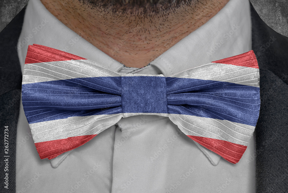 National flag of Thailand on bowtie business man suit National flag of Thailand on bowtie business man suit