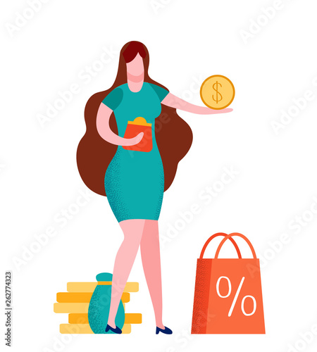 Woman Making Payment Flat Vector Illustration