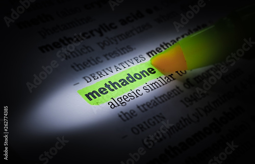 A green highlighted word in a page that reads: methadone photo