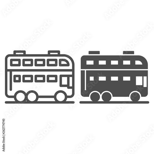 London bus line and glyph icon. Double decker bus vector illustration isolated on white. Travel outline style design, designed for web and app. Eps 10.