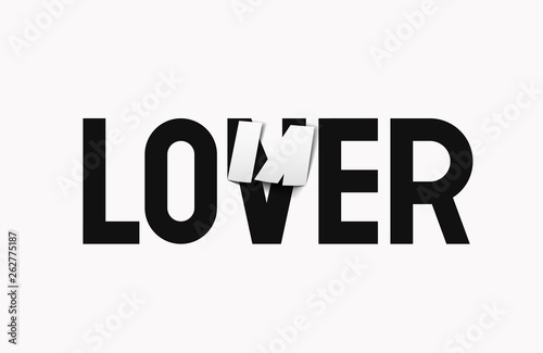 Lettering for printing on clothes, t-shirt, jacket, banner, postcard, etc. LONER to LOVER