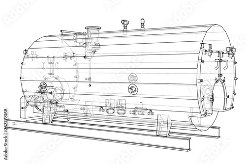 Industrial boiler outline. Vector rendering of 3d