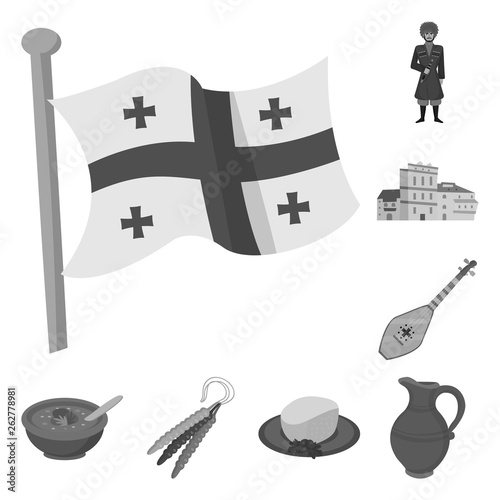 Vector design of attributes and tourism icon. Set of attributes and national stock vector illustration.