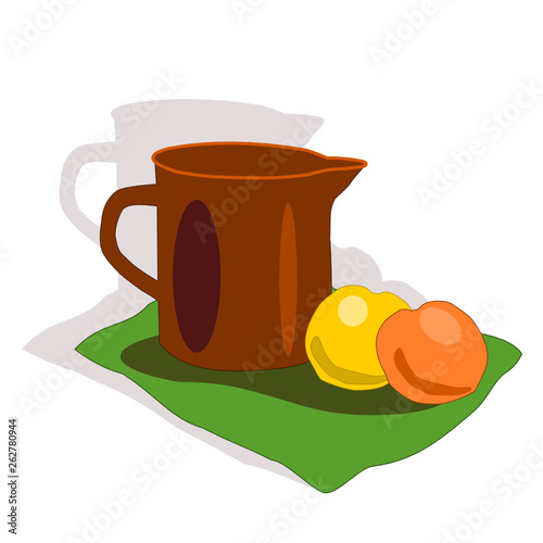 Still life with jug and fruit