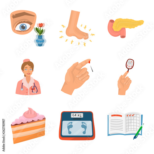 Vector illustration of mellitus and diabetes icon. Set of mellitus and diet stock symbol for web.