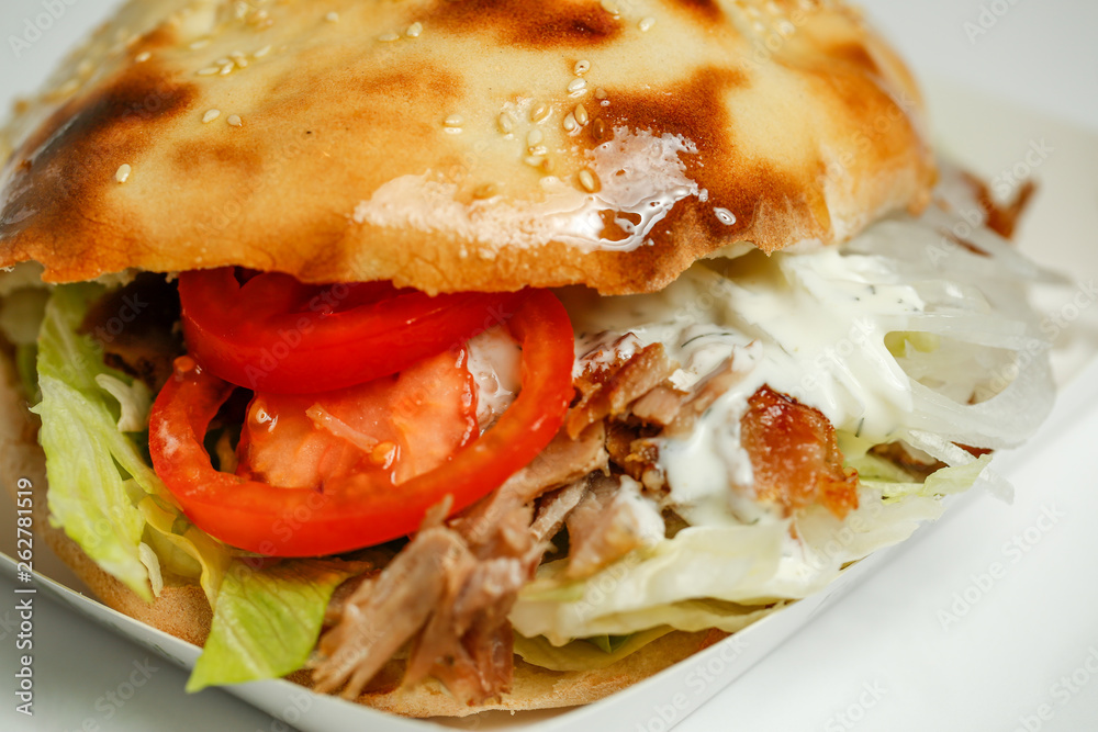 close up with delicious kebab with chicken and vegetable close up with delicious kebab with chicken and vegetable