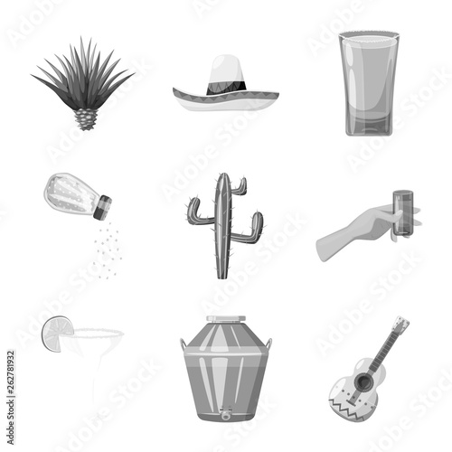 Isolated object of fajita and fiesta sign. Set of fajita and celebration stock vector illustration.