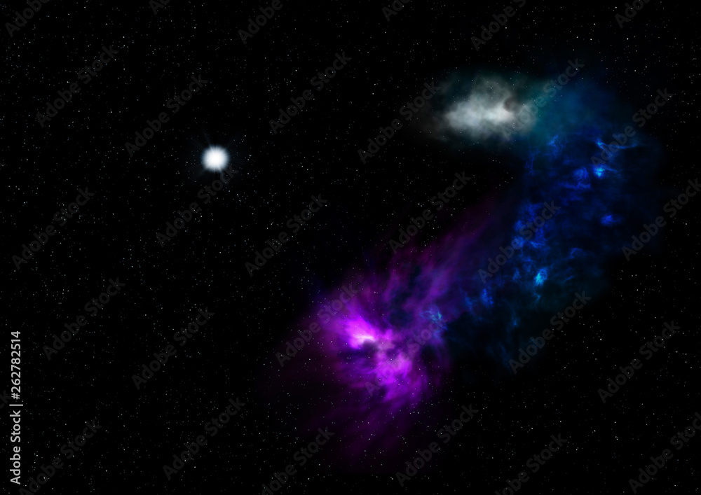 Being shone nebula. 3D rendering