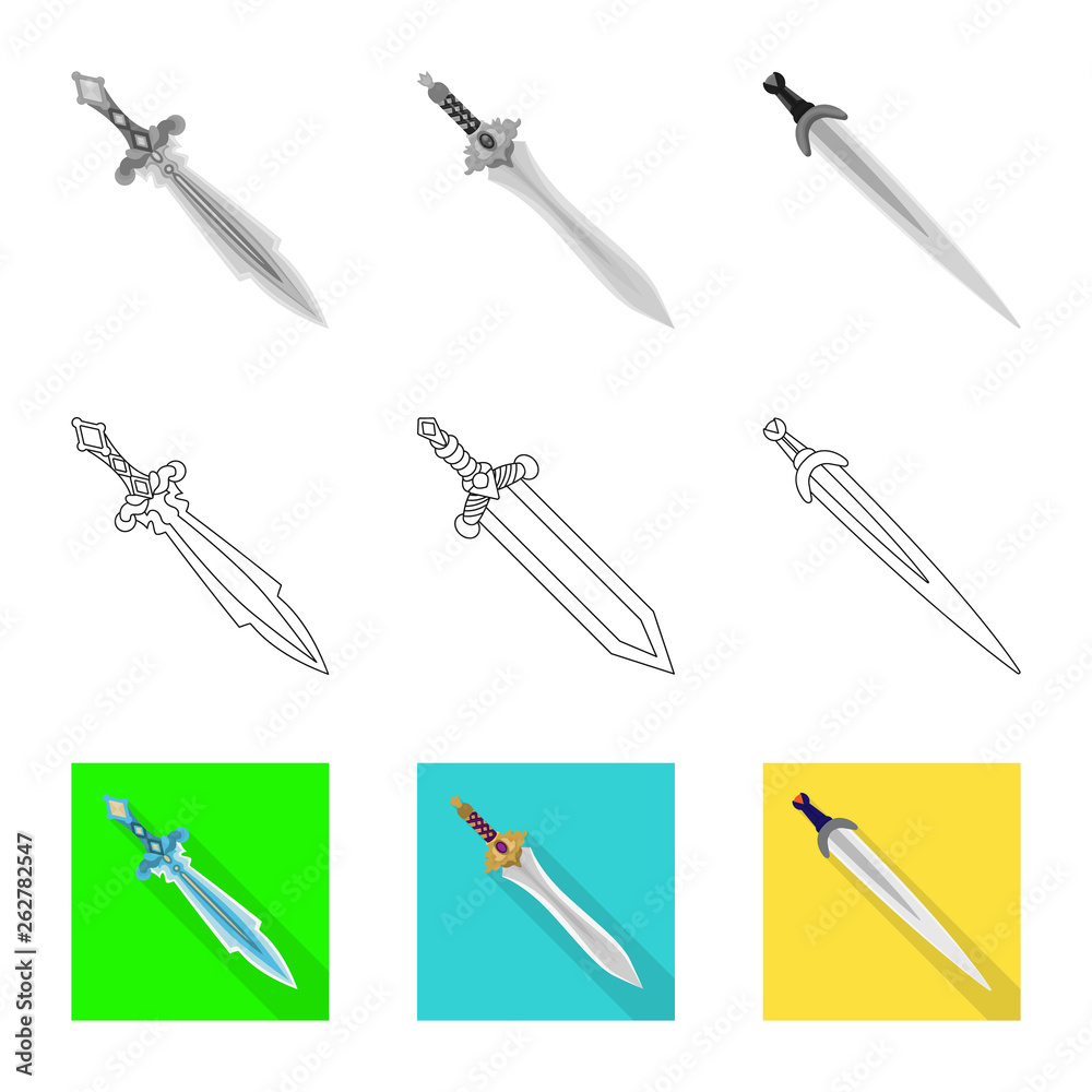 Isolated object of game and armor sign. Set of game and blade stock symbol for web. Isolated object of game and armor sign. Set of game and blade stock symbol for web.