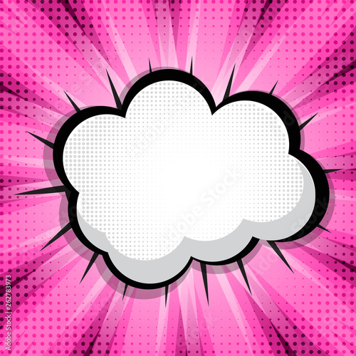 Speech Bubble Pop Art Background On Dot Background Vector Illustration
