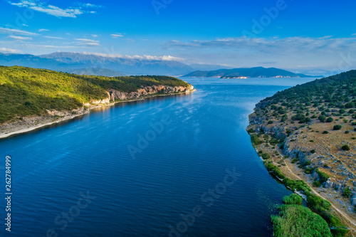 aerial view of the Prespes lake in Northern Greece