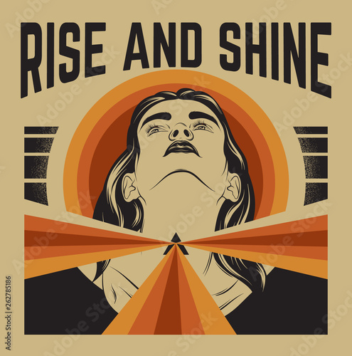 Rise and shine. Vector hand drawn illustration of girl with triangle on her neck.