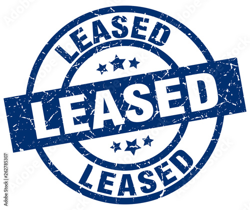 leased blue round grunge stamp