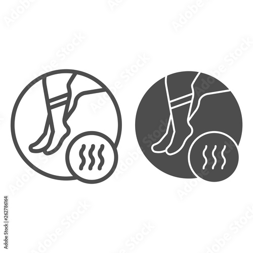 Foot with bad odor line and glyph icon. Smelly socks vector illustration isolated on white. Stinky feet outline style design, designed for web and app. Eps 10.