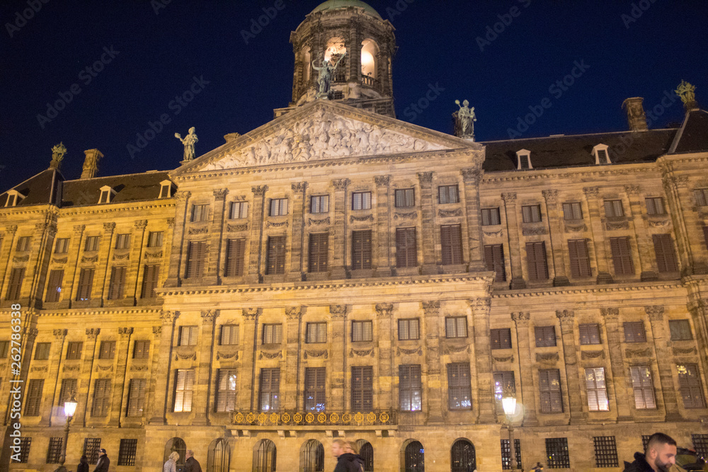 Fototapeta premium Amsterdam/Netherlands, April 06, 2019: Old Amsterdam Night Streets