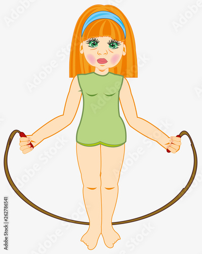 Girl teenager with jump rope in hand