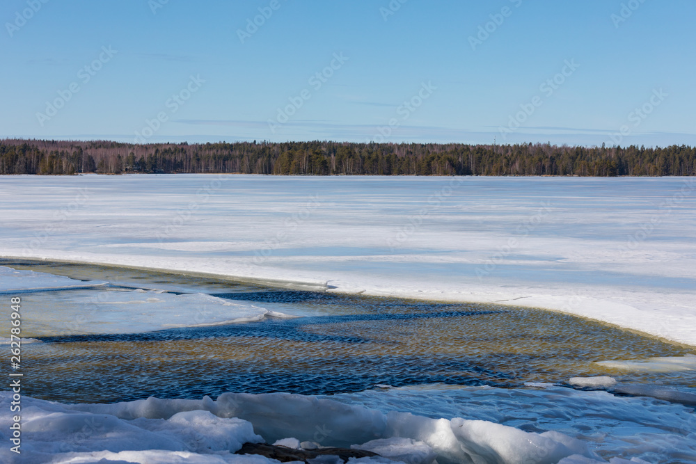 Ice melting in the lake