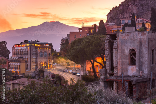 Mount Etna at sunrise, Sicily, Italy