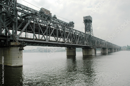 Bridge over the river Dnieper. Railroad bridge