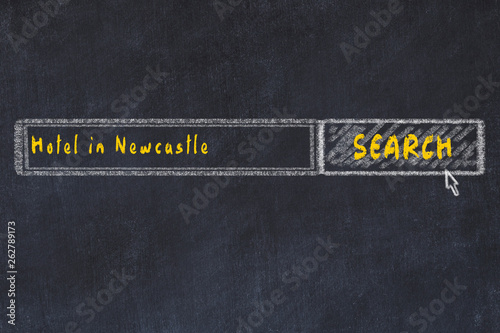 Chalk sketch of search engine. Concept of searching and booking a hotel in Newcastle photo