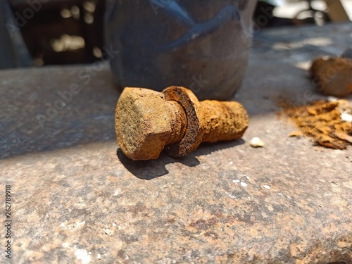  Steel bolts are rusted. Until unable to use in industrial plants1 photo