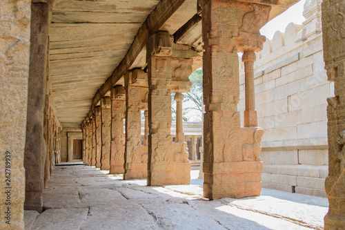 Columns of a stone temple in India.