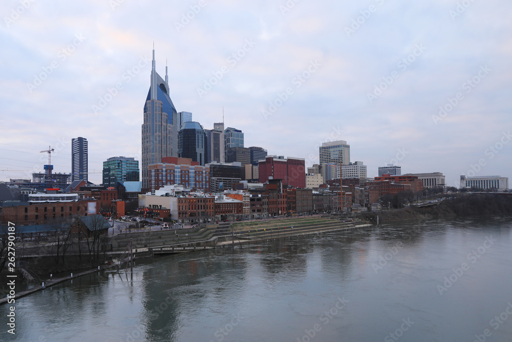 Nashville, Tennessee city center and Cumberland River