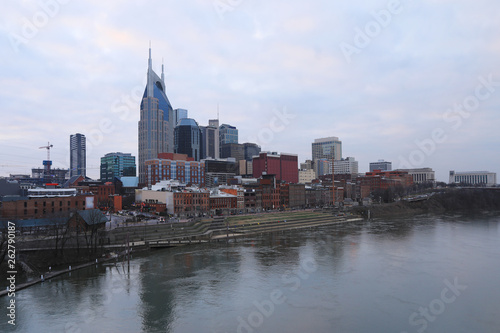 Nashville  Tennessee city center and Cumberland River