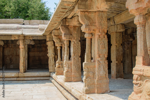 Columns of a stone temple in India.